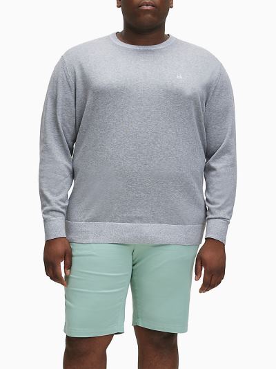Calvin Klein Ruhák HU556373 | Calvin Klein Plus Size Organic Cotton Silk Férfi Pulóver Szürke